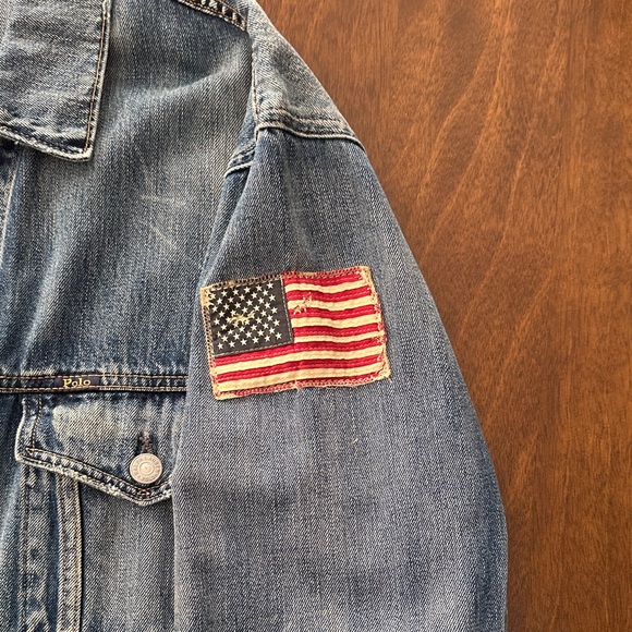 Polo Ralph Lauren Denim Jacket with American Flag Patch - Picture 3 of 4